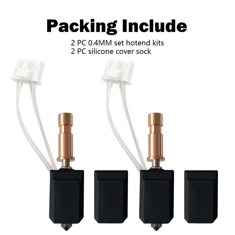 HzdaDeve 2PK 0.4MM Ceramic Hotend for Kobra S1 Combo Hot End Kit Print Head Block Heating Cartridge Thermistor Hardened Steel Nozzle with Extra 2PK Silicone Rod for Anycubic Kobra S1/ACE Pro - Image 2